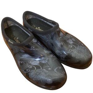 Sloggers Women's 10 Waterproof Garden Shoes Mod Floral Black Slip On